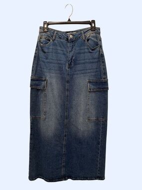 Almost Famous Blue Denim Maxi-Skirt